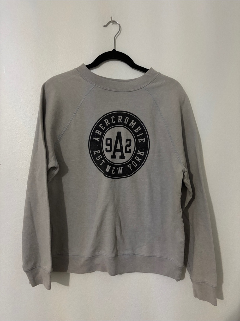 Abercrombie & Fitch kid’s Light Gray Crewneck with Black Logo